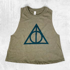 DEATHLY WIZARD SYMBOL Women's Racerback Cropped Tank
