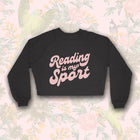 READING IS MY SPORT Women's Crop Raglan Fleece Crewneck Sweatshirt