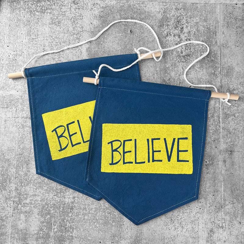 BELIEVE Colorful Hand Dyed Pin Banner