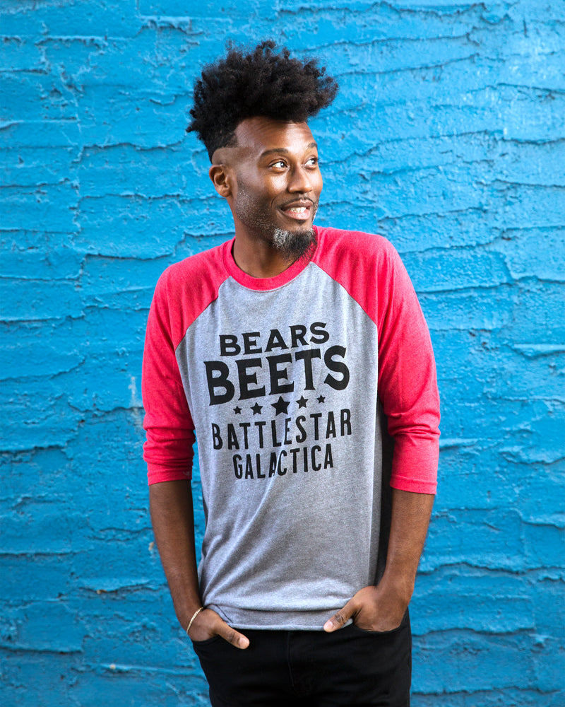 BEARS BEETS BATTLESTAR Unisex 3/4 Sleeve Baseball Shirt