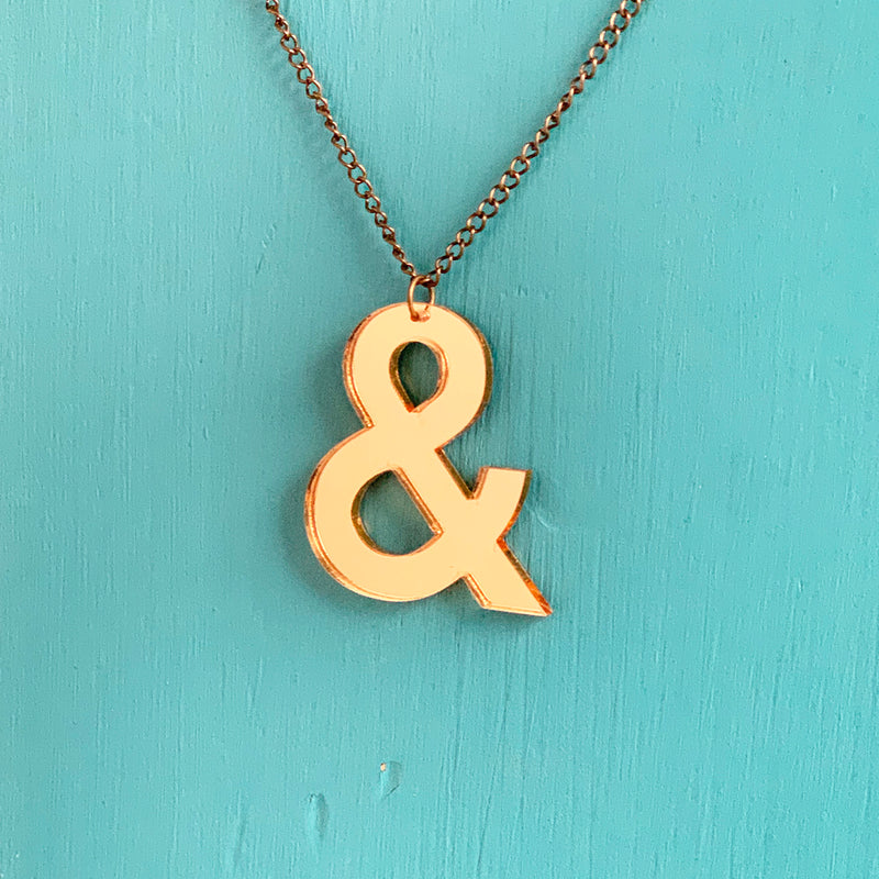 SECONDS NECKLACE SALE -- AMPERSAND Mirrored Gold Acrylic Necklace