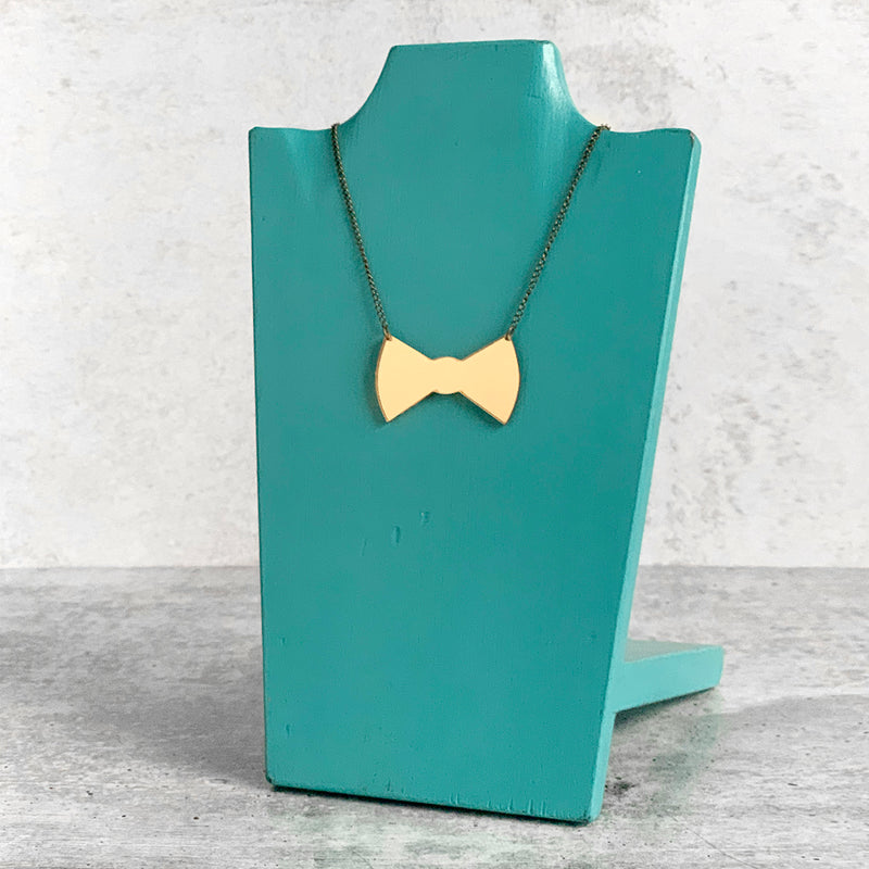 SECONDS NECKLACE SALE -- BOWTIE Mirrored Gold Acrylic Necklace