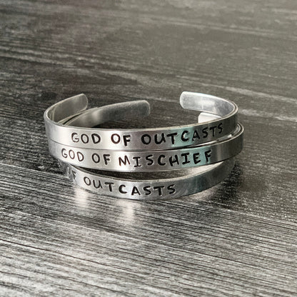 GOD OF MISCHIEF / GOD OF OUTCASTS Stamped Bracelets
