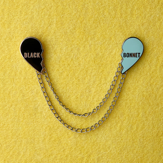 BLACK/BONNET CRACKED HEARTS Collar Chain set