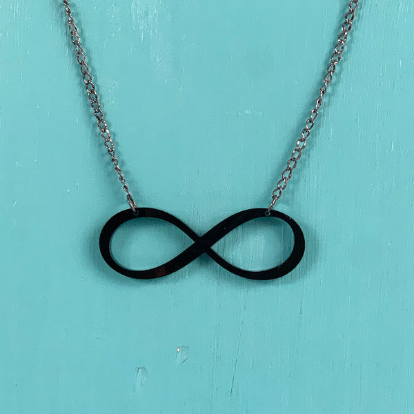 SECONDS NECKLACE SALE -- INFINITY Black Acrylic Necklace