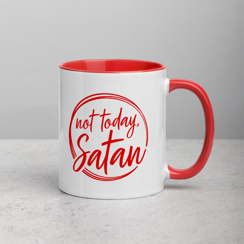 NOT TODAY, SATAN Mug with Color Inside