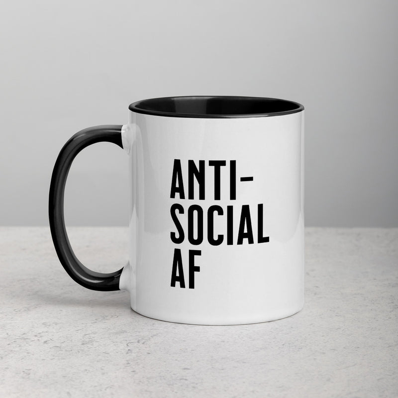ANTI-SOCIAL AF Mug with Color Inside