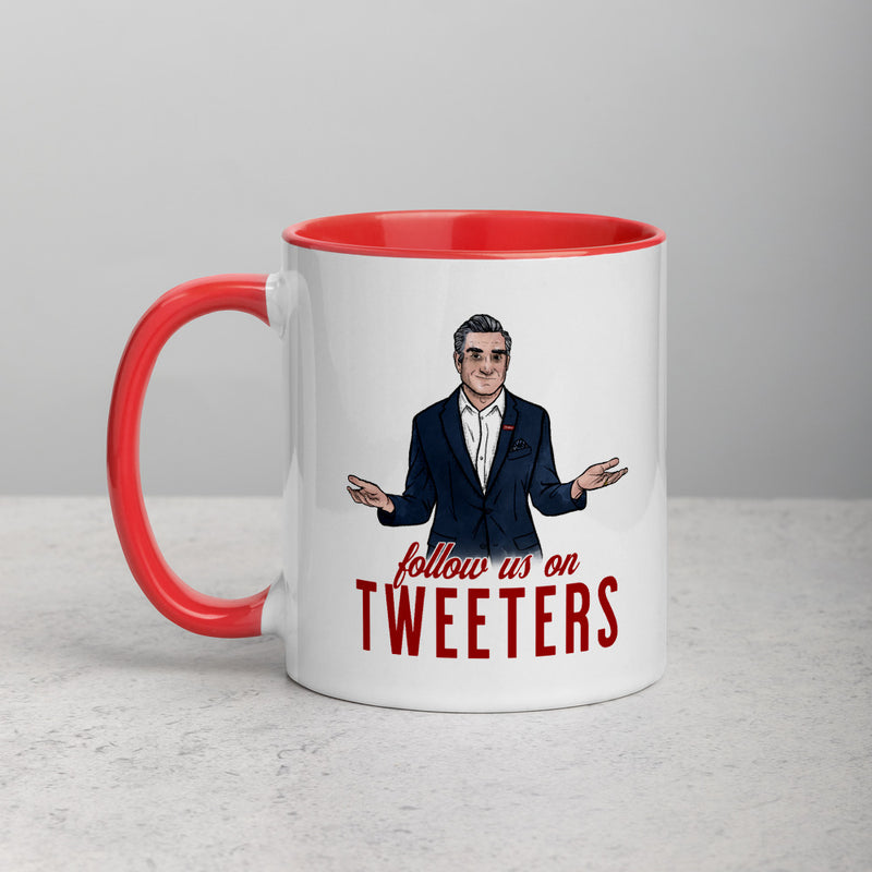 FOLLOW US ON TWEETERS Mug with Color Inside