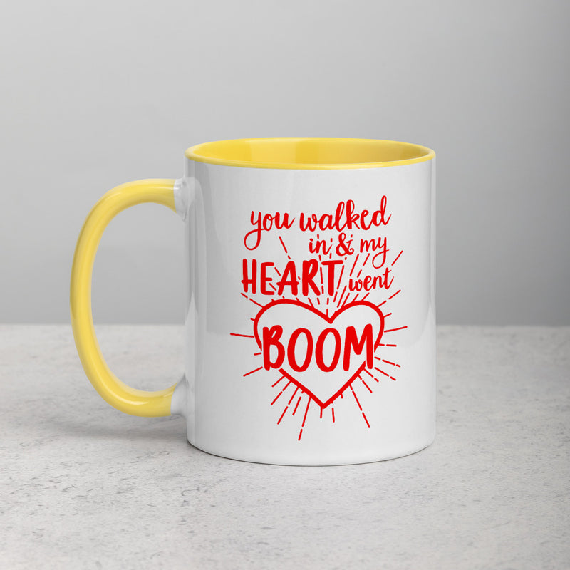MY HEART WENT BOOM Mug with Color Inside