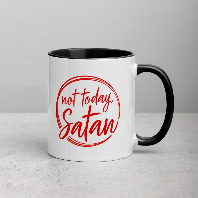 NOT TODAY, SATAN Mug with Color Inside