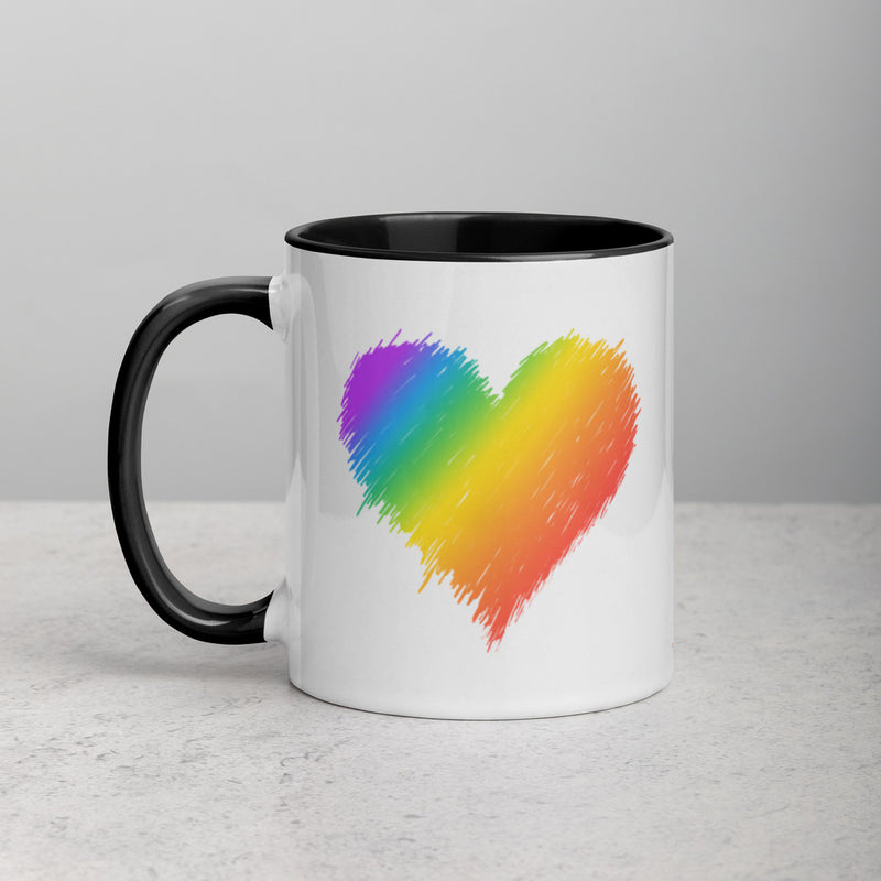 RAINBOW SCRIBBLE HEART Mug with Color Inside