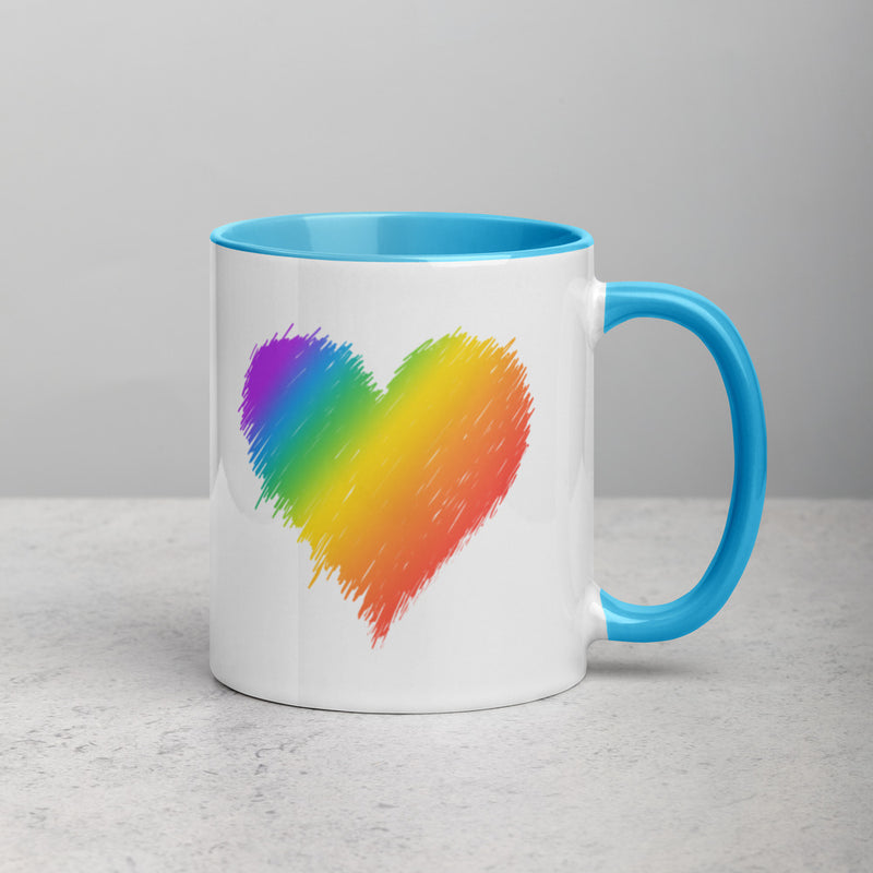 RAINBOW SCRIBBLE HEART Mug with Color Inside