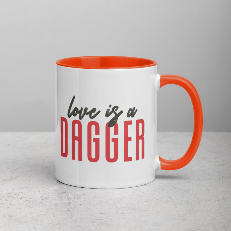 LOVE IS A DAGGER Mug with Color Inside