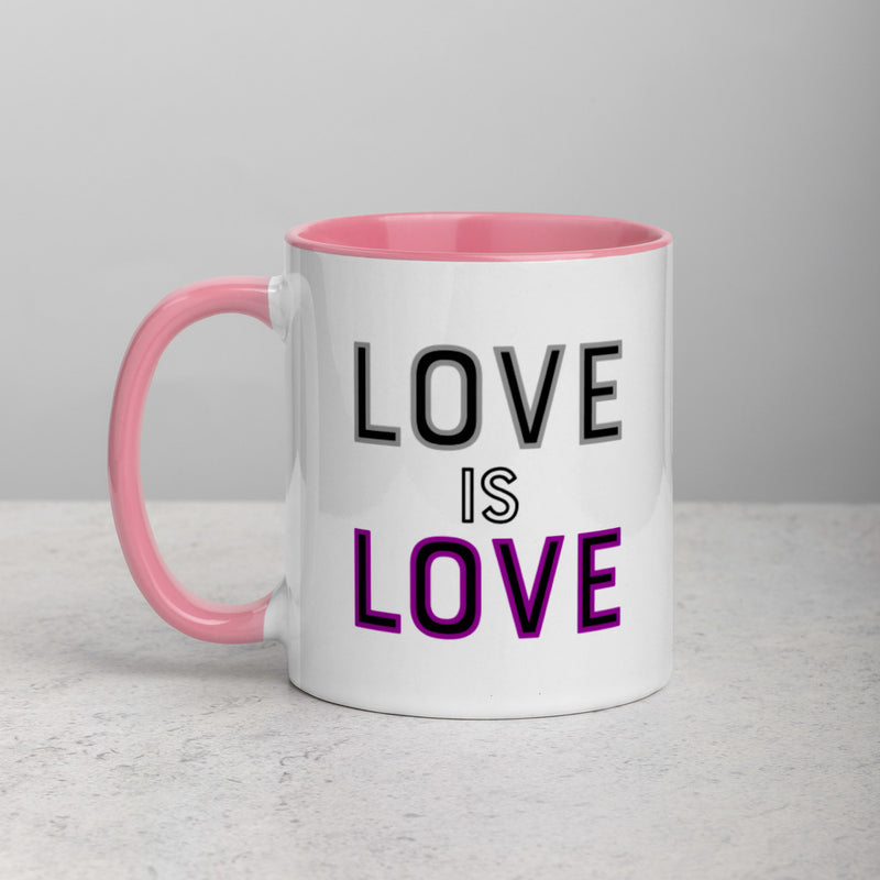 LOVE IS LOVE - ASEXUAL/DEMISEXUAL COLORS 3 Mug with Color Inside