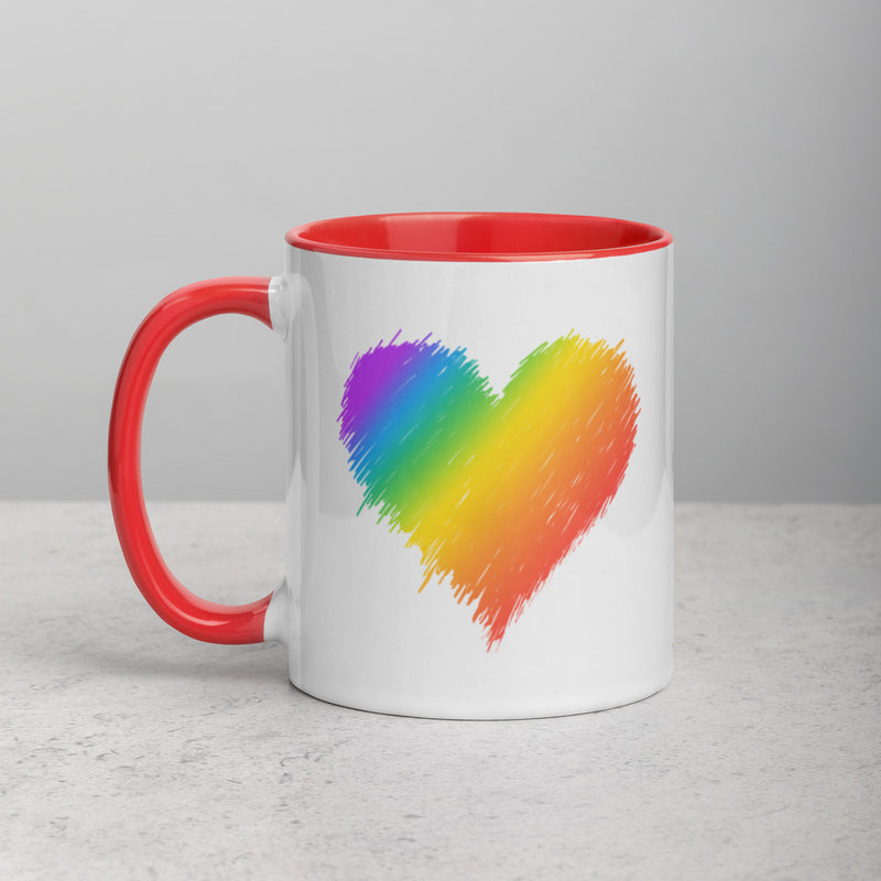 RAINBOW SCRIBBLE HEART Mug with Color Inside