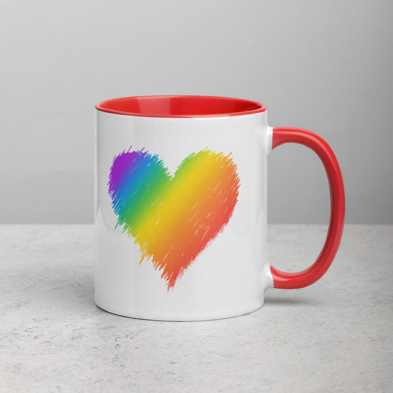 RAINBOW SCRIBBLE HEART Mug with Color Inside