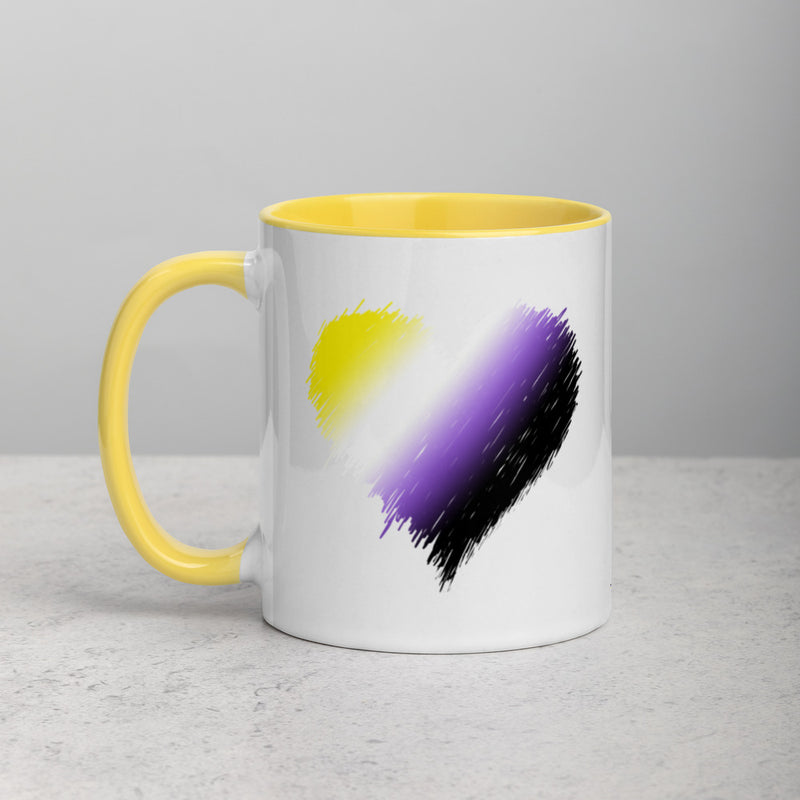 NON-BINARY SCRIBBLE HEART Mug with Color Inside